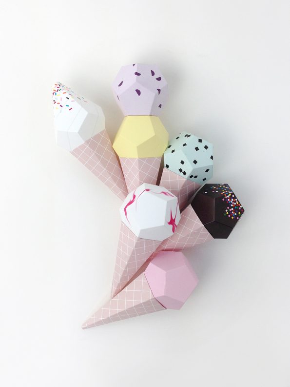 3D paper ice creams - paper craft kit by Moon Picnic